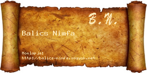 Balics Nimfa névjegykártya